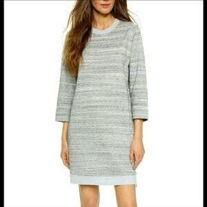 Vince Melange knit athleisure heather grey sweatshirt zipper pockets dress, xs